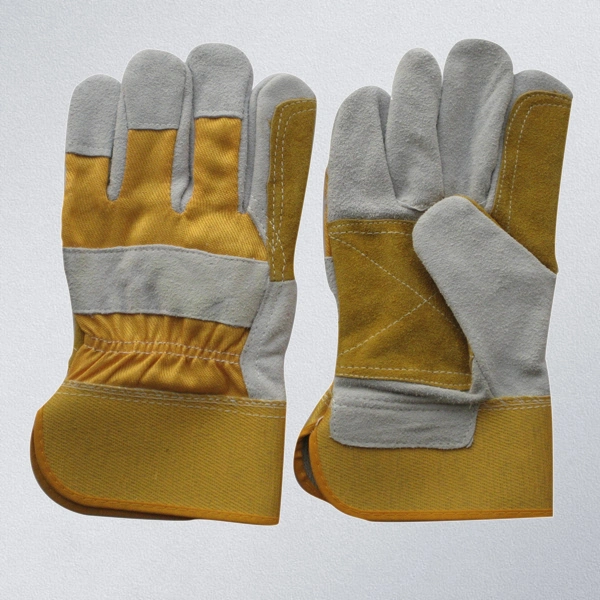 Cow Split Leather Double Palm Working Gloves for Construction CE Certified