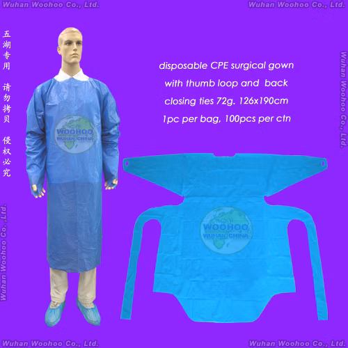 Vestido impermeable disponible quirúrgico del CPE del aislamiento del vestido del aislamiento del CPE