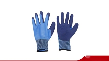 Guantes de trabajo de seguridad con revestimiento de látex doble resistente al agua y resistente al aceite para protección de manos