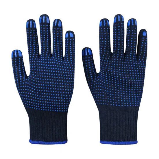 Protección laboral desgaste seguridad trabajo doble cara PVC punteado/puntos guantes tejidos de algodón