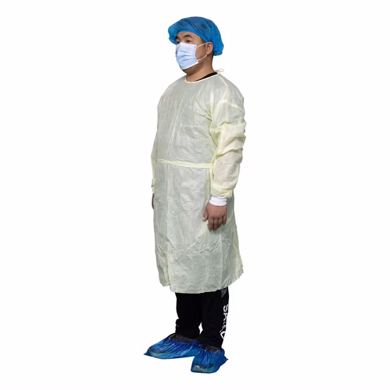 Ropa protectora desechable resistente al agua bata de aislamiento SMS con puño tejido