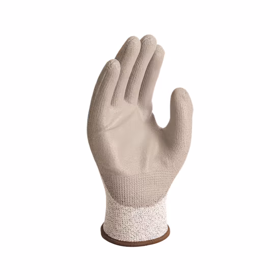 la PU gris anti del nivel 5 del corte 13G cubrió guantes resistentes del trabajo de la seguridad del corte